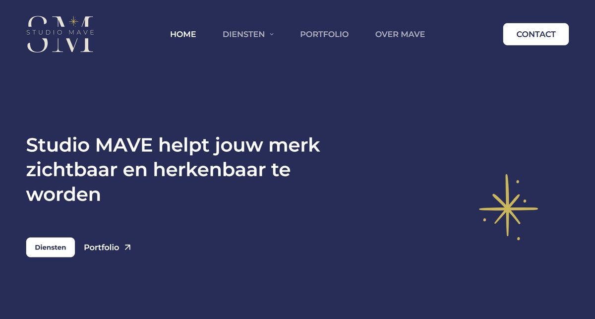 Homepage van de website van StudioMave
