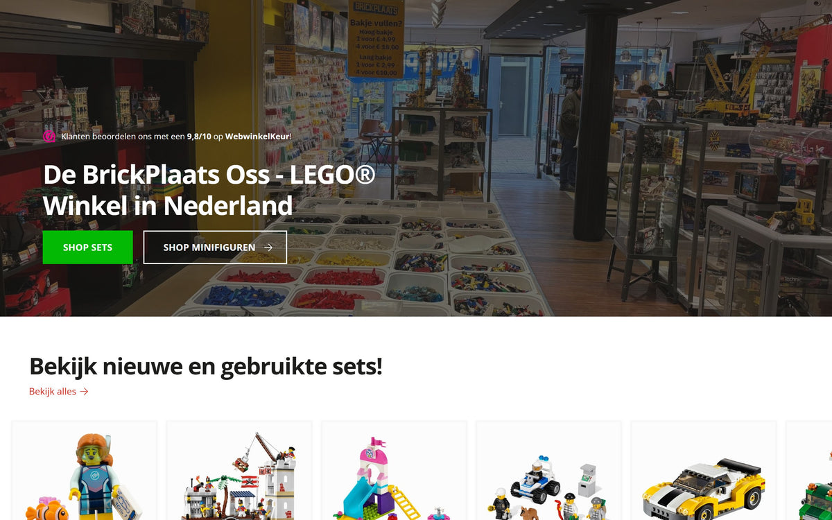 Webshop van De BrickPlaats met de fysieke LEGO®-winkel in Oss