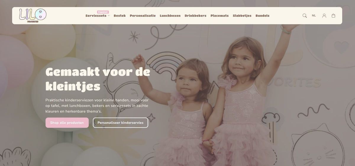 Homepage van de Shopify-webshop van Lilo Favorites
