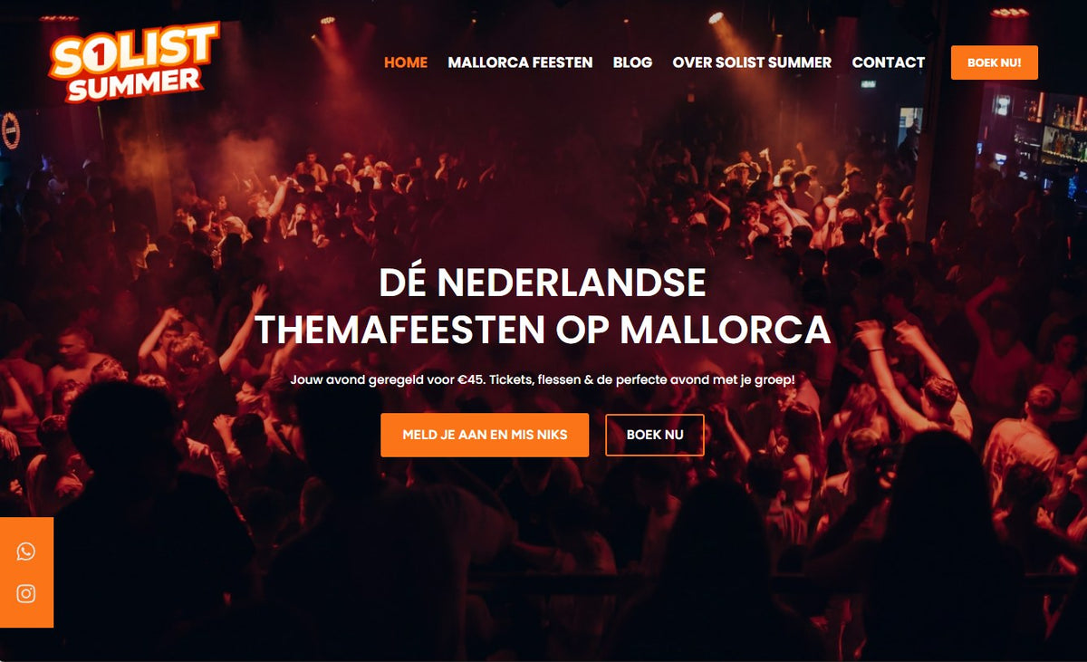 Homepage van de website van Solist Summer